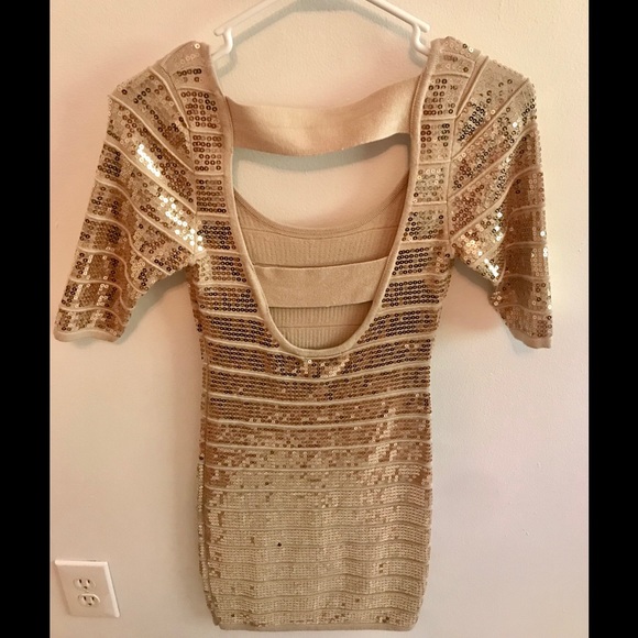 Gold Sequins backless Party Dress - Picture 1 of 3